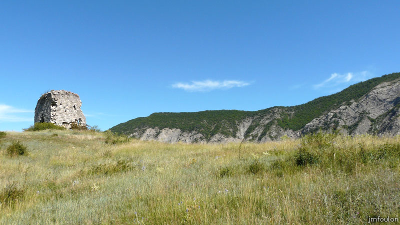 tour-melve-08web.jpg - Vue sur la Tour depuis le plateau. A droite, La Montagne (1425 m aux Croix) et la forêt domaniale du Grand Vallon qui la couvre