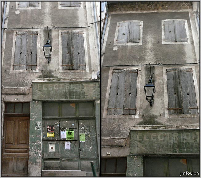rue-saunerie-10web.jpg - Rue Saunerie - Façade et vieille boutique d'Electricité (2 vues côte à côte)