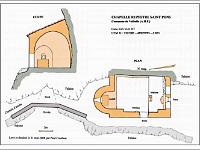Chapelle Saint-Pons - XIIe  Coupe et plan : Levé et déssiné le 31 mai 2008 par Paul Courbon