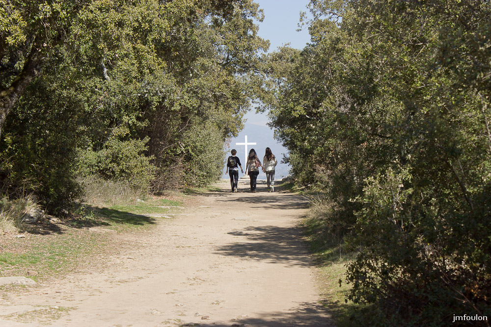 ganagobie-058-2.jpg - L’allée de Forcalquier, autrefois appelée le promenoir parce que les moines s’y promenaient après le repas, mène à une croix blanche dominant un spectaculaire point de vue