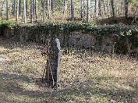 Le Vieil Eyguians  Il reste quelques pierres tombales, mais les croix de fer ont toutes été pillées. Ils n'en reste que deux, dont celle-ci ...